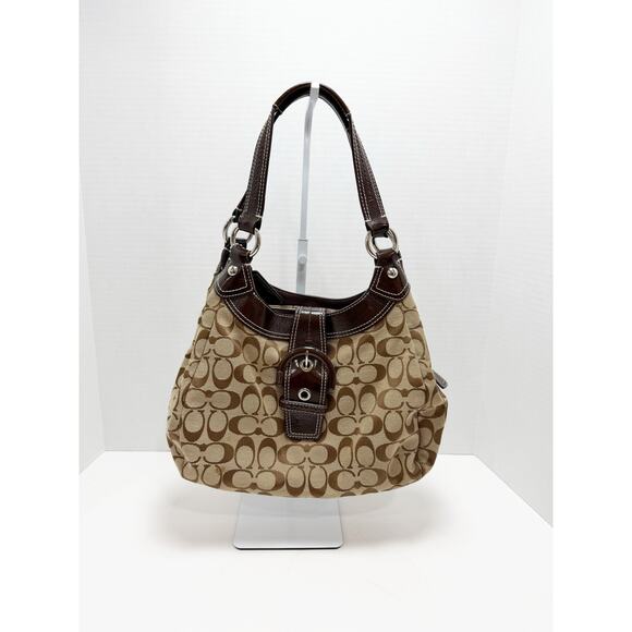 Coach Brown Ergo Signature Logo Shoulder Bag Buckle F17094 - Picture 1 of 13